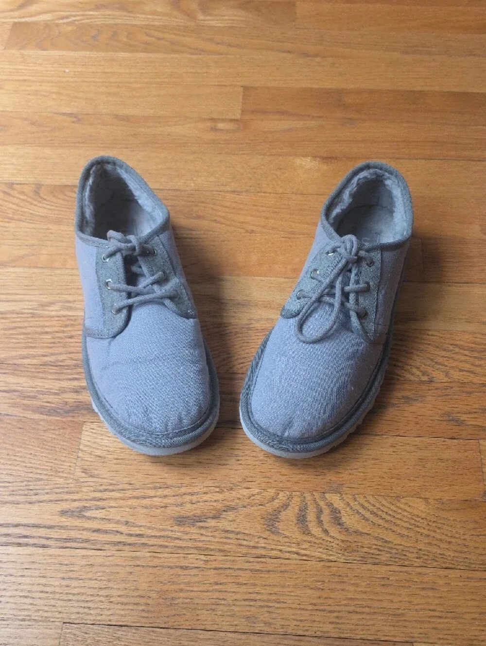 Ugg Nuemel Mens Gray Canvas Lace-Up Shoes